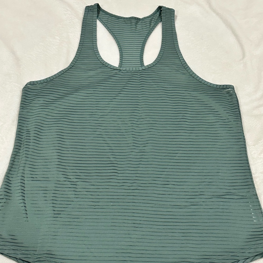Zyia Activewear size medium Havanna Sage Green racer back striped tank top